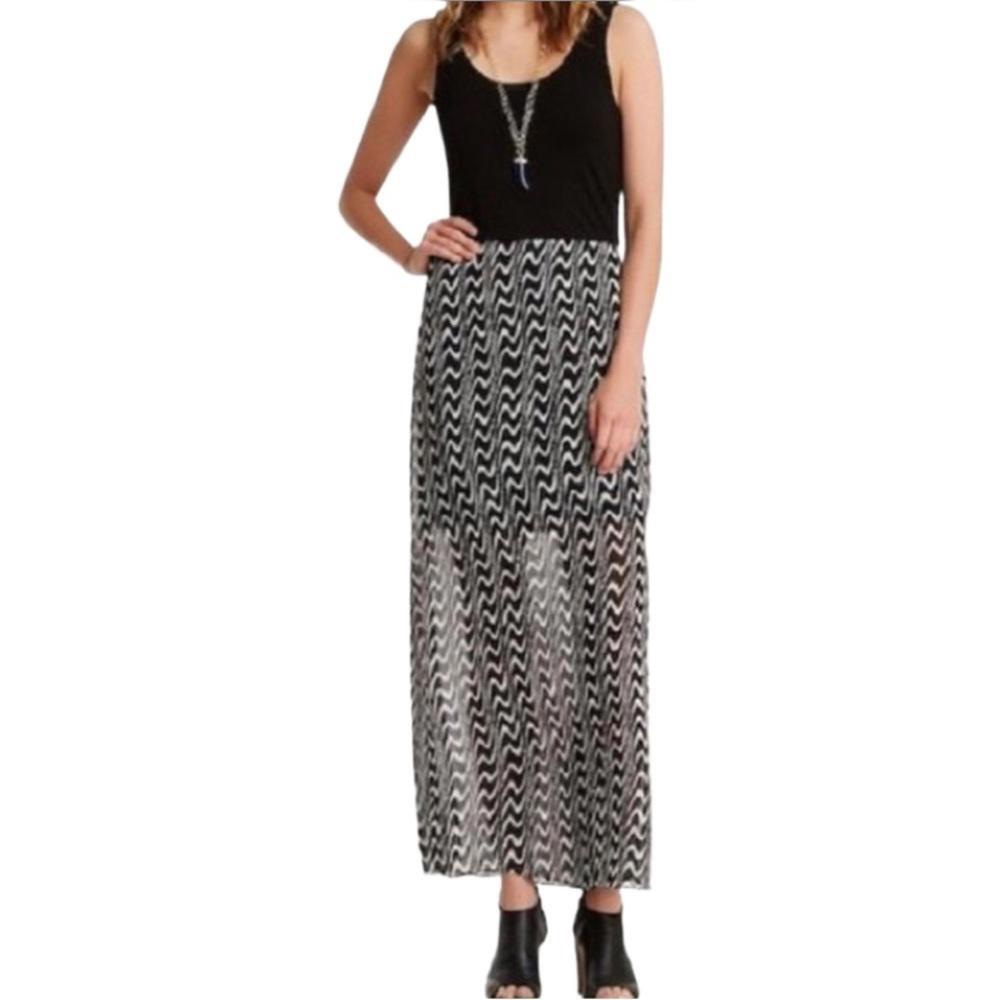 Vince Camuto Graphic Black and White Animal Print Tank Sleeveless Maxi Dress XL